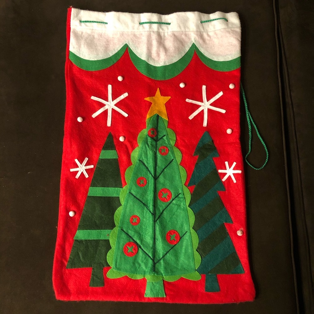 Christmas Tree Holiday Felt Santa Sack Giftbag